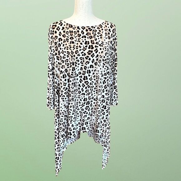 Chico's Womens 3/4 Sleeve asymmetrica Leopard/Cheetah Print Tunic Large (Size 2) - Picture 11 of 11